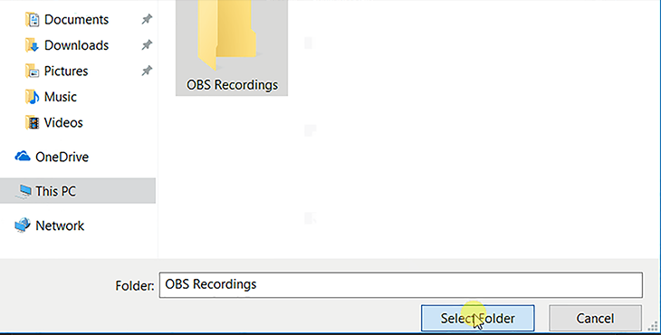 Recording Settings Change Location Select Folder