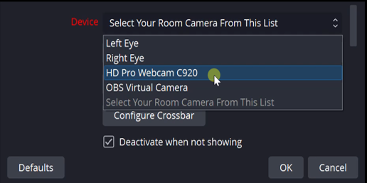 select room camera